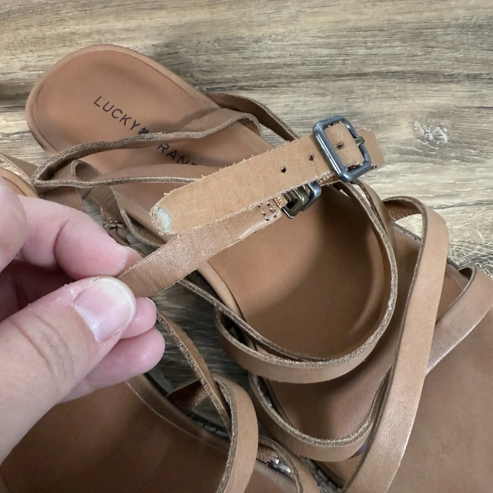 Lucky Brand Women's Strappy‎ Platform Sandal Tan Brown Size 8
